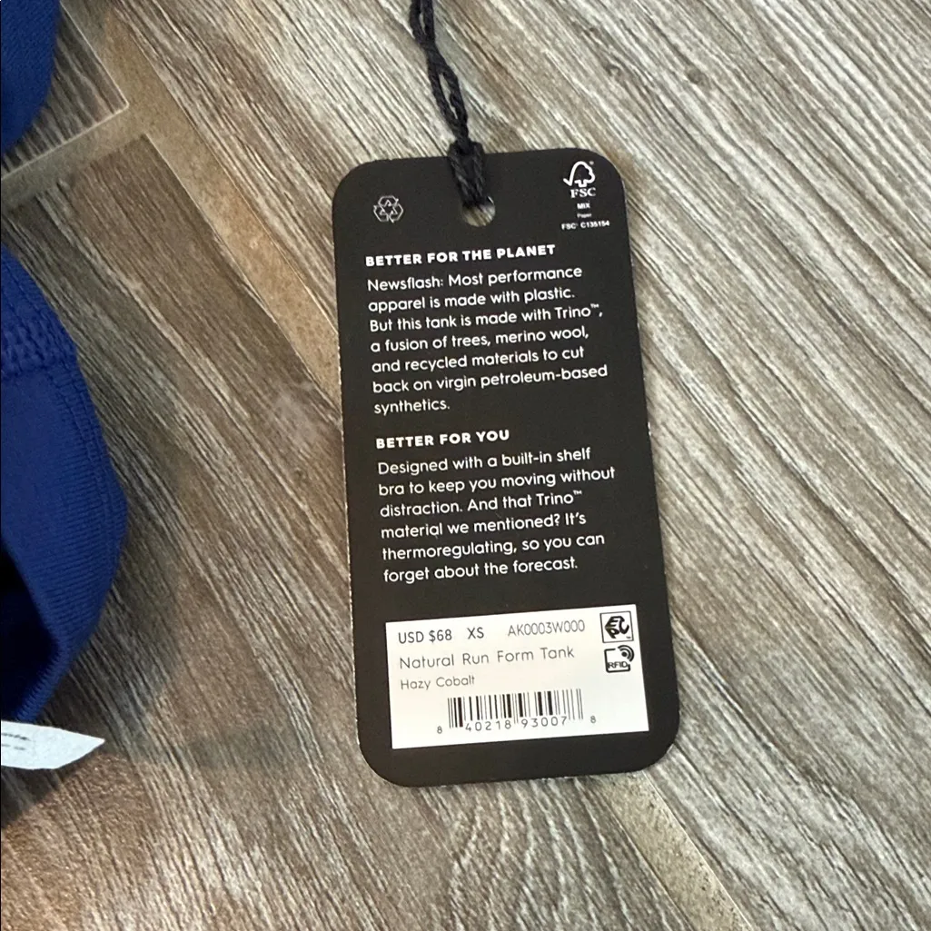 NEW! Allbirds Women's super soft hazy cobalt natural run form cropped tank XS - Image 2