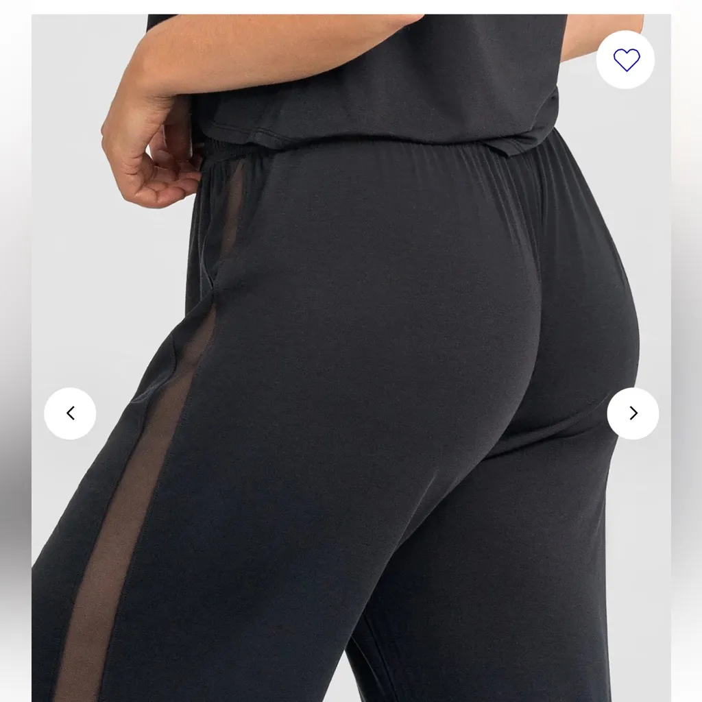 Honeylove Blisswear Wide Leg Black Drawstring Pull‎ On Pant Sheer Side Panel Size 2X - Image 2