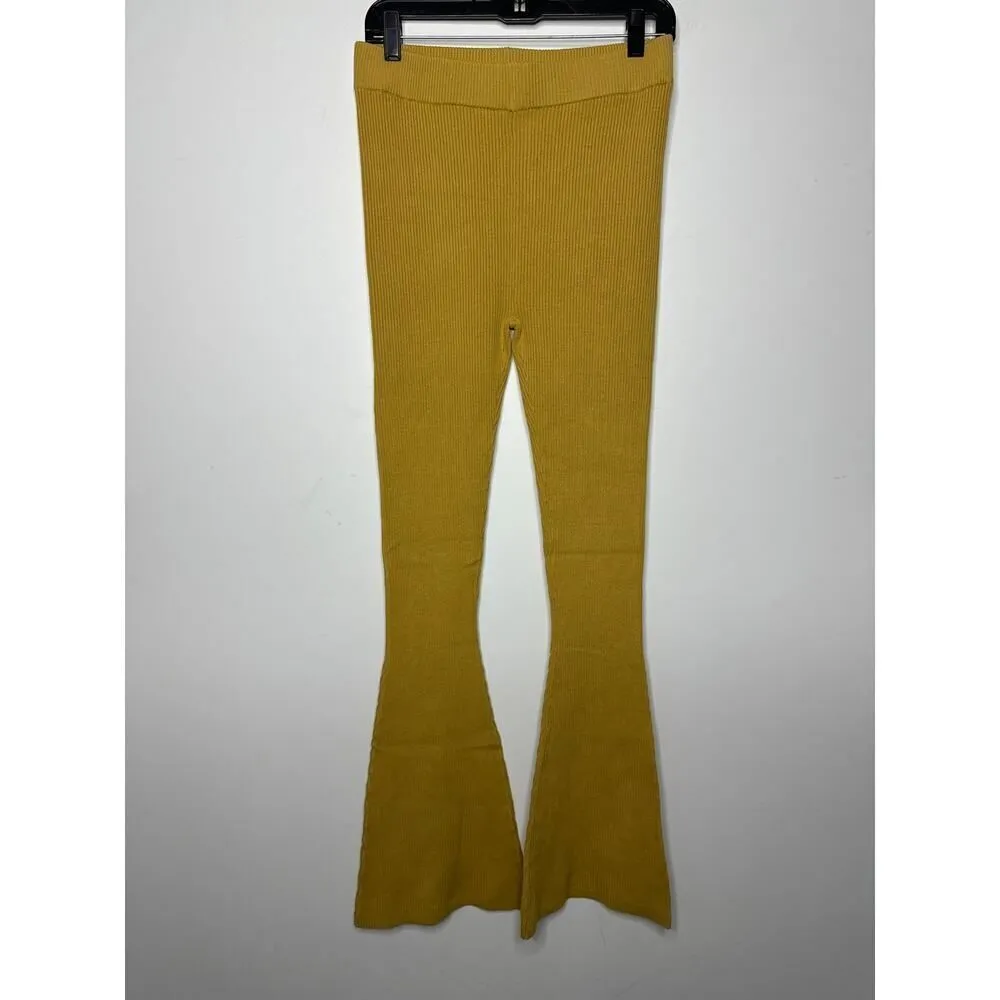 LITA by Ciara Rib Organic Cotton MEDIUM Flare Pants in Iced Coffee NEW Brown - Image 7