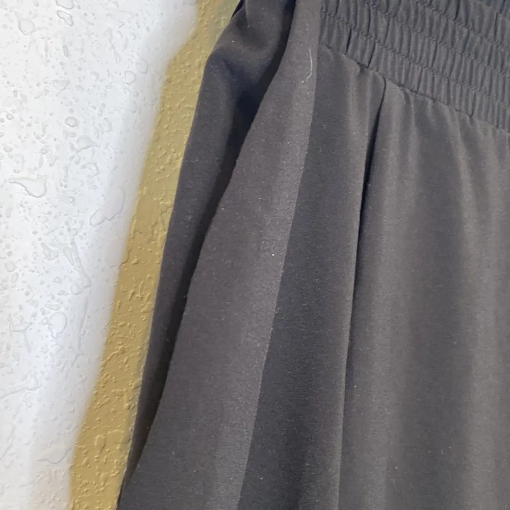 Aqua Black Silky Stretchy Pants Tapered Cuffs Elastic Waistband Polyester Women - Image 2