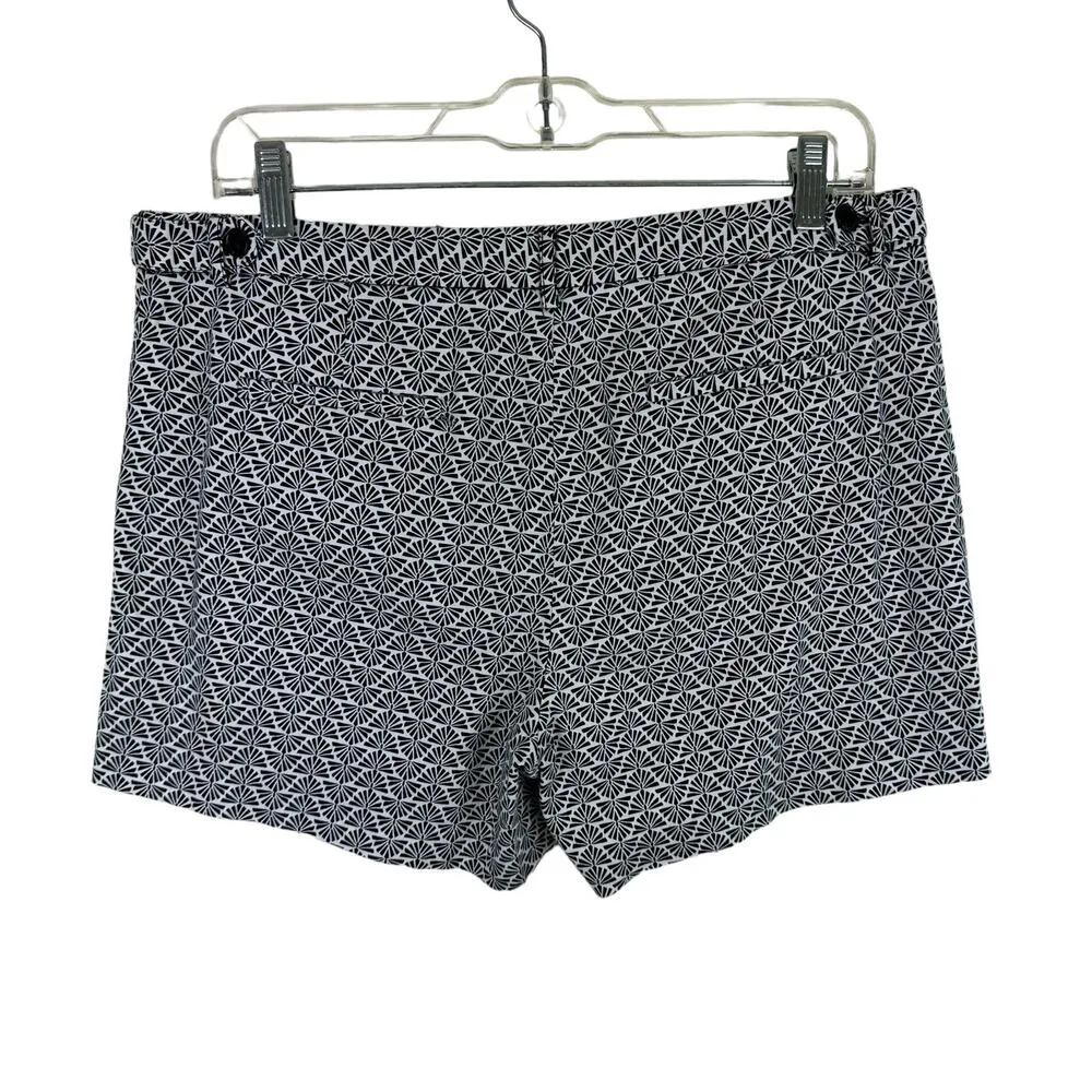 Laundry By Shelli Segal Black White Fan Print Cotton Chino Shorts Size 10 - Image 2