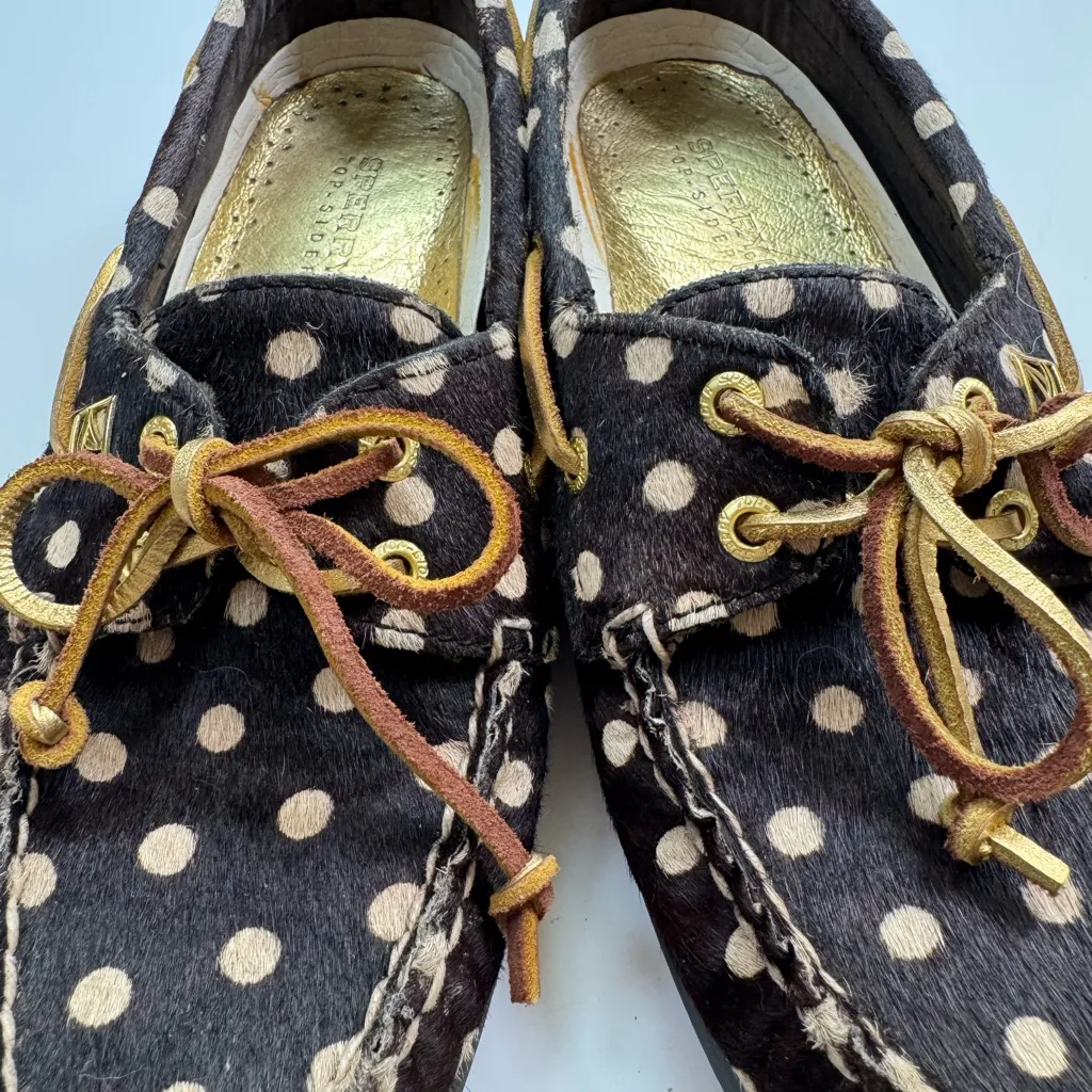 Sherry Top Sider Women’s Boat Shoes Loafers Brown Calf Fur Polka Dot size 7.5 - Image 16