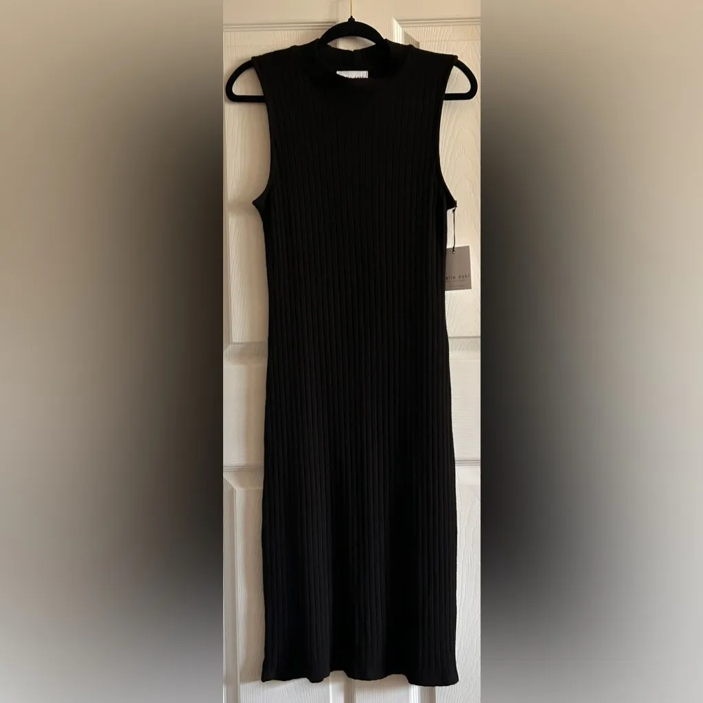 BELLA DAHL Women’s Black Ribbed‎ Sleeveless Midi Dress Size Small NWT - Image 9