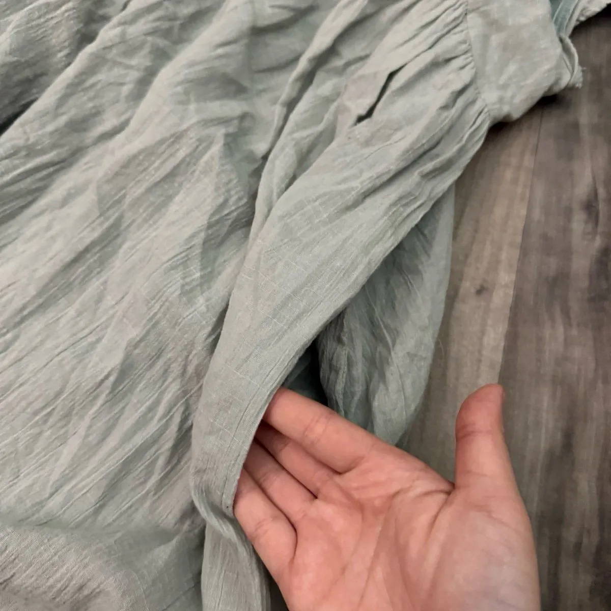 Luca + Grae Sage green square neck babydoll dress with pockets - Image 6