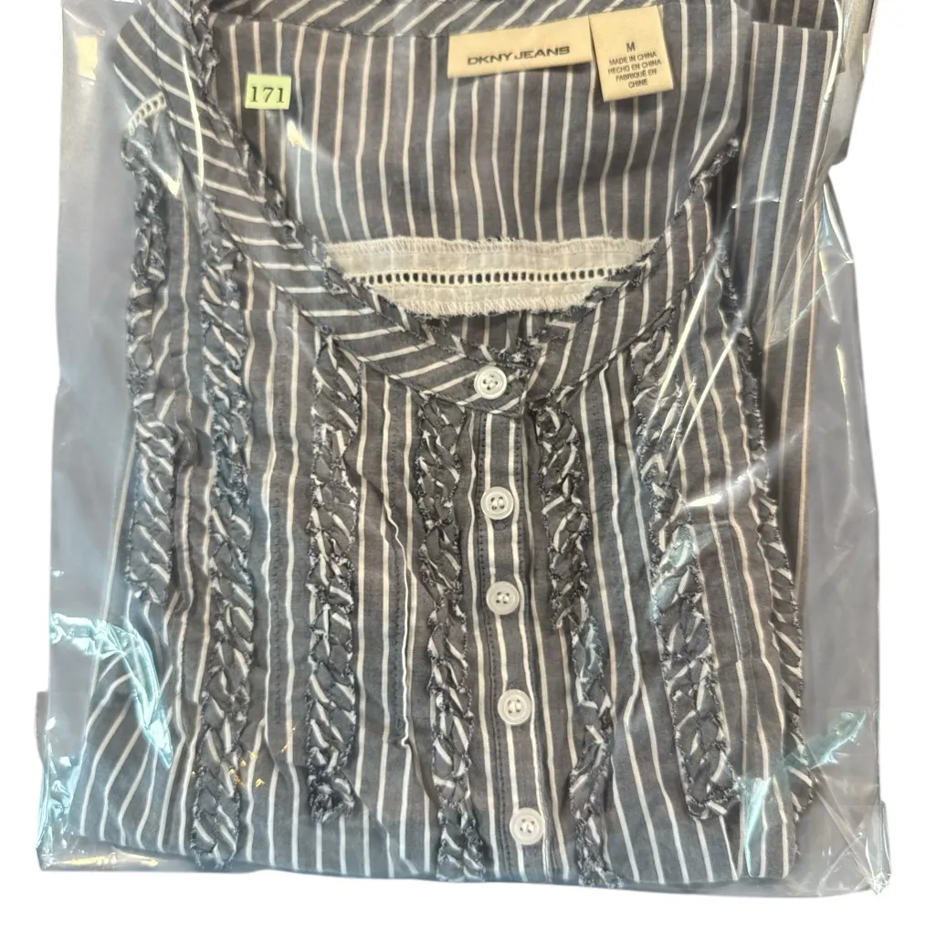 DKNY  Blue and White‎ Striped Blouse - Image 7