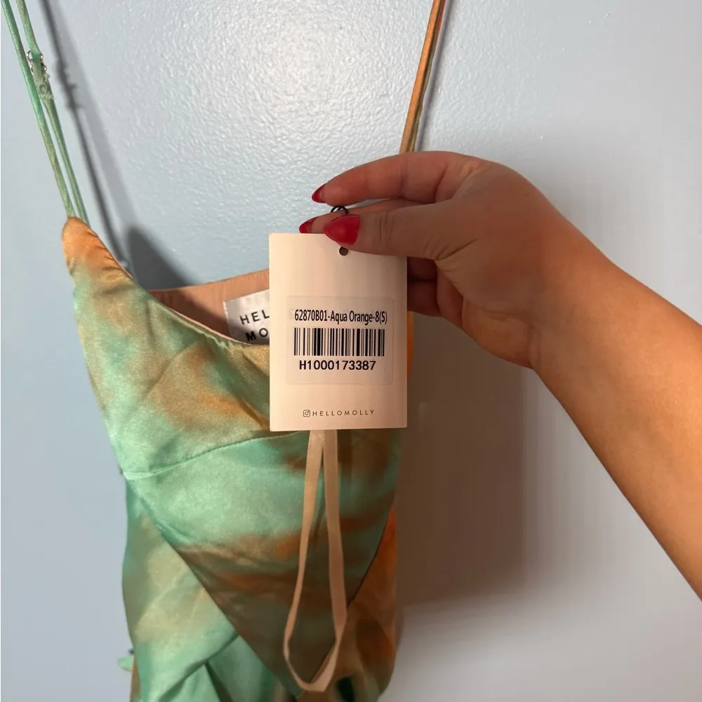 Hello Molly orange and teal size S wrap dress knee length - Image 4