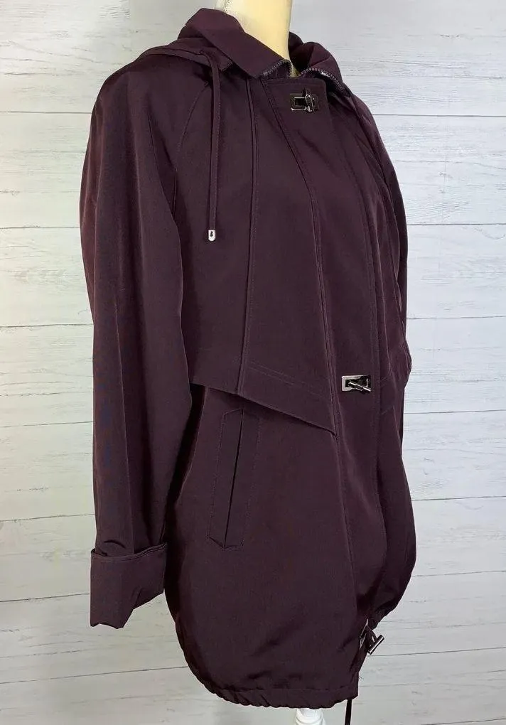 plum purple double lined removable hooded zip toggle parka coat Small - Image 7