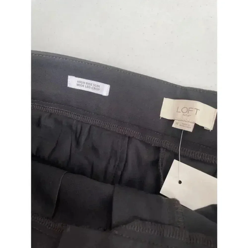 NWT LOFT Outlet Black High Rise‎ Slim Wide Leg Crop Pants Size 14 New! - Image 12