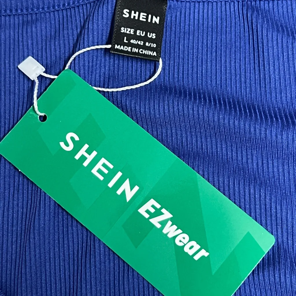 SHEIN EZwear Women's Royal Blue Long Sleeve Ribbed Dress - Size Large - NWT - Image 5