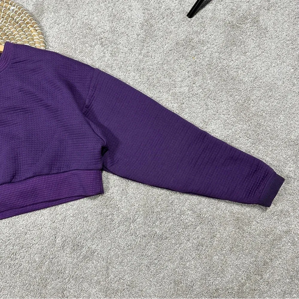 Nike Sportswear City Ready Fleece Cropped Crew Sweatshirt Purple Size SP - Image 7