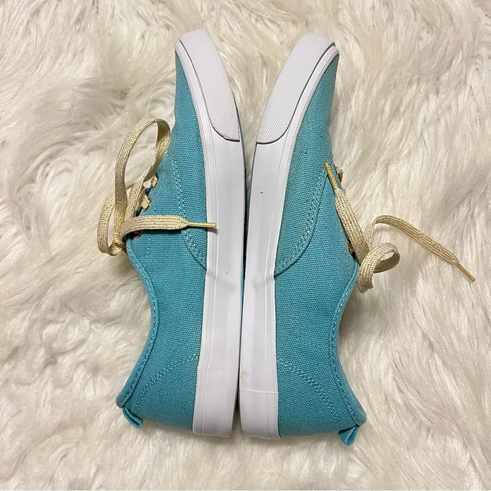 Old Navy Tennis Shoes Women’s Size 5 lace up casual canvas shoe blue gold - Image 5