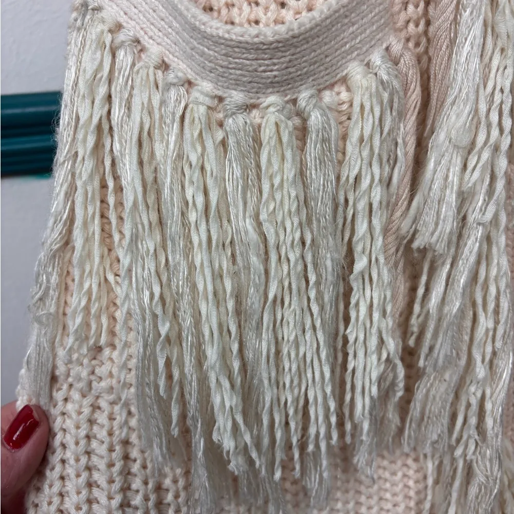 Malene Birger Cream Fringe Cardigan Sweater - Image 3