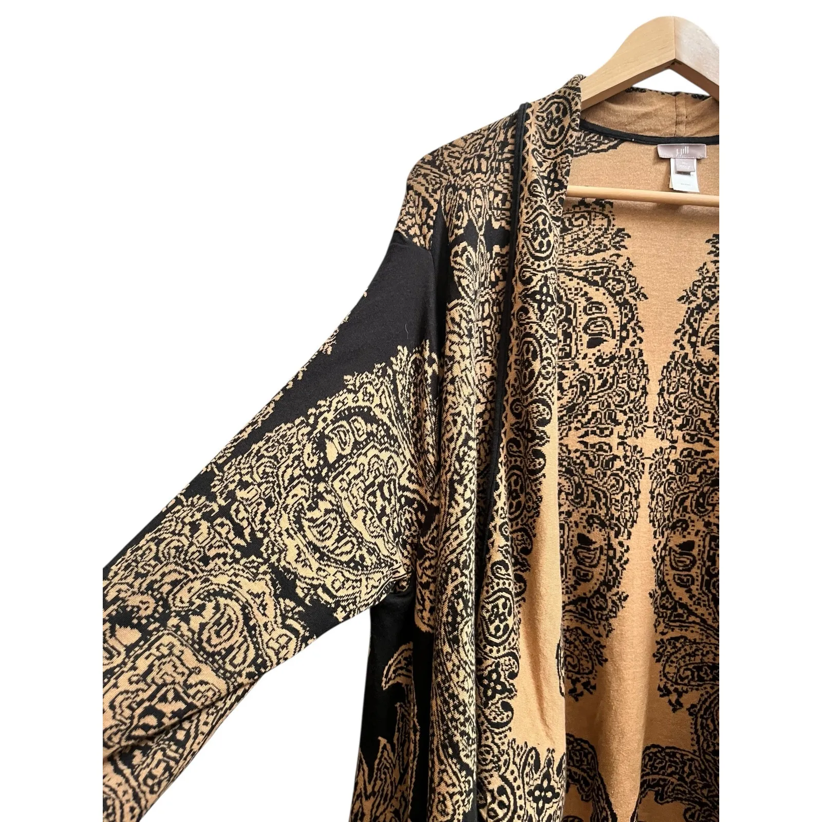 J Jill Cotton Lightweight Paisley Print Drape Open Tunic Sweater Size XL - Image 10