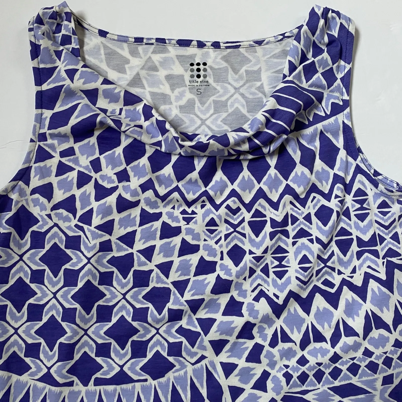 Title Nine Women's Mosaic Tile Purple White Sleeveless Casual Athletic Dress‎ S - Image 3