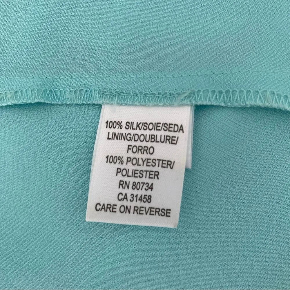 BcbgMaxazria Silk Long Maxi Sequin Blue Watercolor Open Back Dress Gown size 10 - Image 8