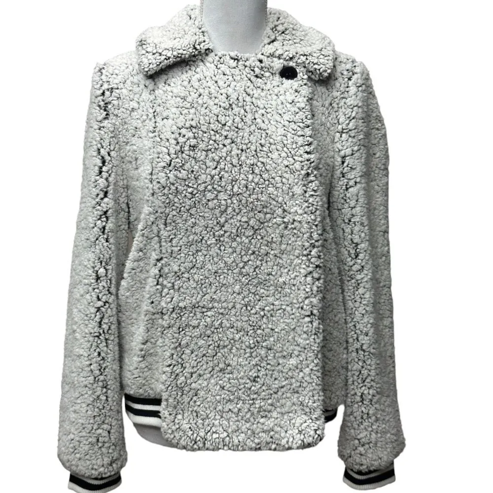 Anthropologie Jack by BB Dakota Sherpa Varsity Zip‎ Front Jacket Women Sz Small - Image 2