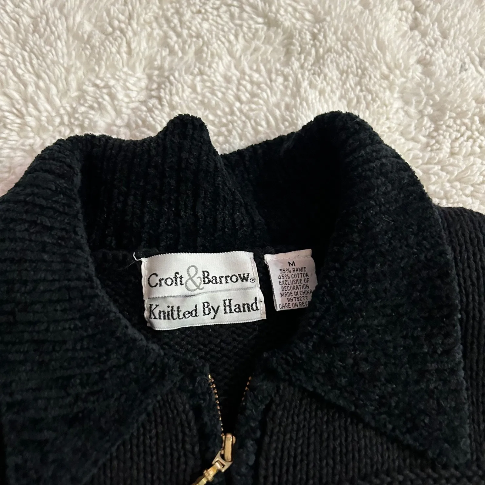 Vtg Croft Barrow Hand Knitted Sz M Christmas Holiday Embroidered Sweater Cotton Size M - Image 5