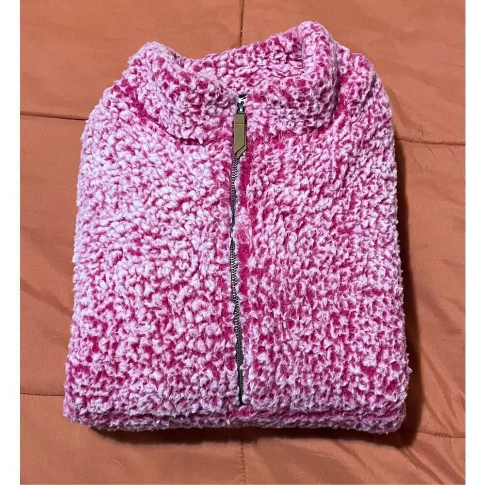 Time and Tru 1/2 Zip Fuzzy Dark Pink/Maroon Pullover Pink Size XL - Image 2