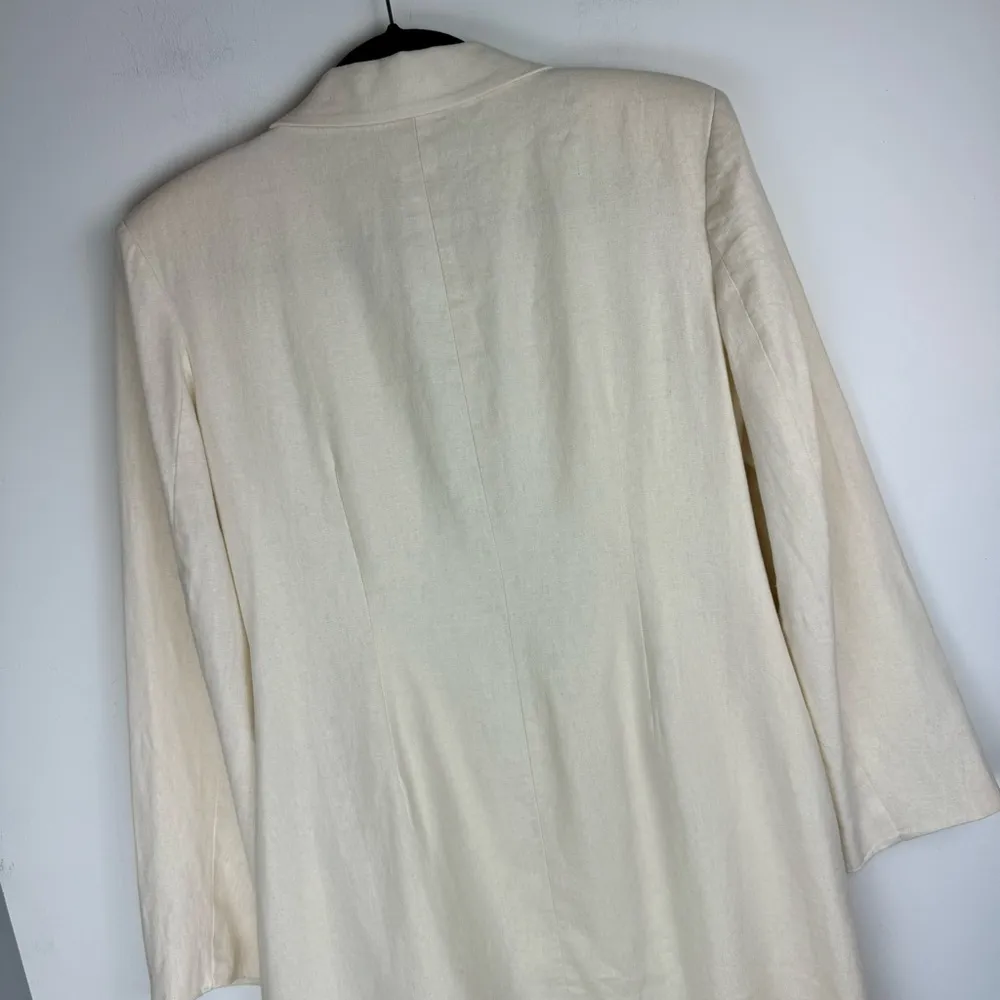 NWOT ZARA Linen Blend Blazer Dress Sz Large Pleated Button Wrap - Image 13