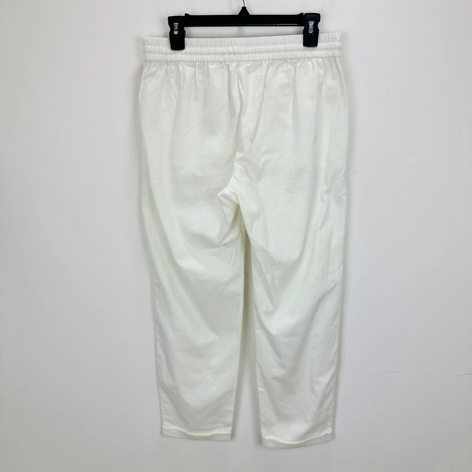 J.Crew Linen Cotton Drawstring Pants Pull On Comfy Pockets Ankle White US 8 NWT - Image 8