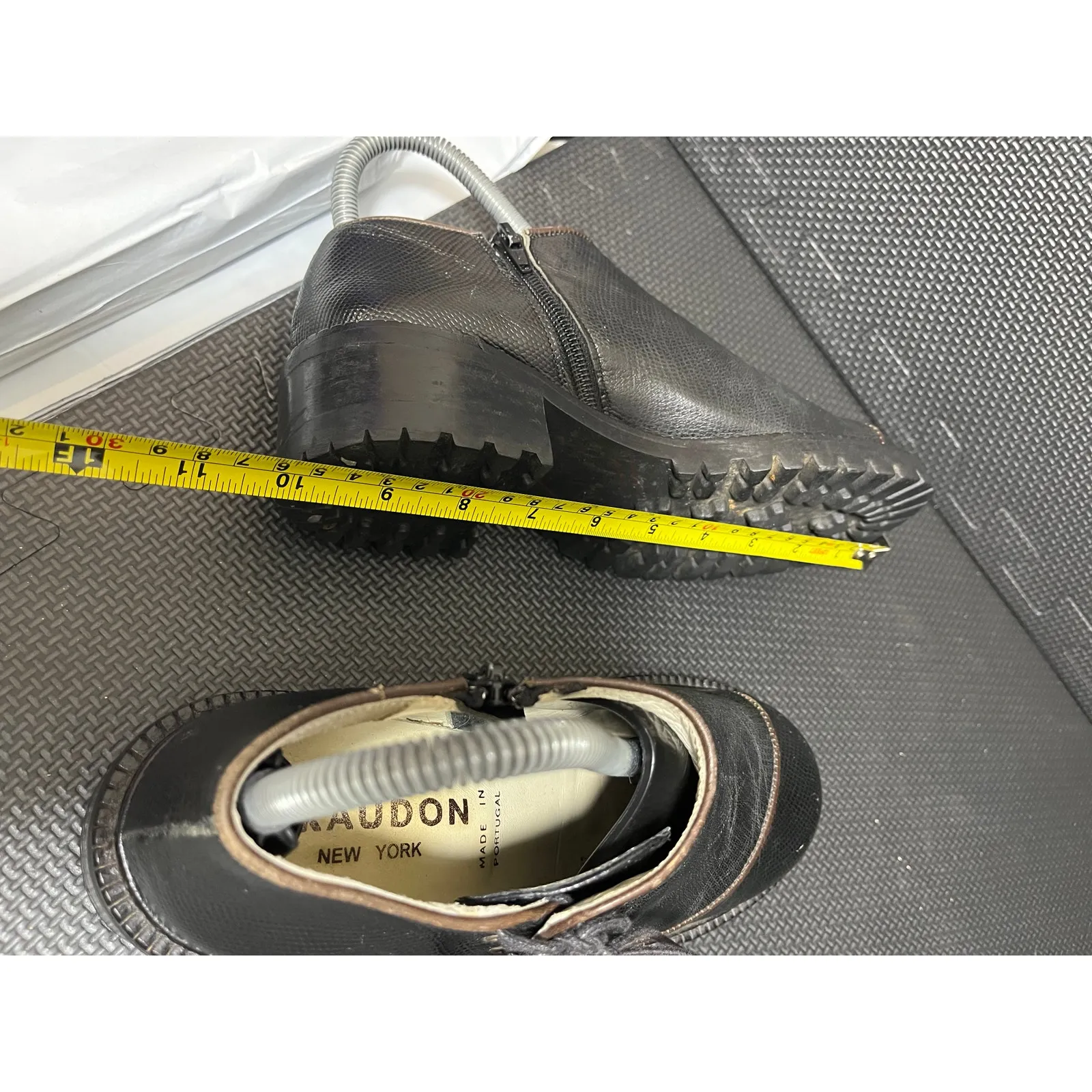 Vintage Giraudon platform black‎ leather chunky punk goth cosplay 90s fits US 7 Black - Image 6