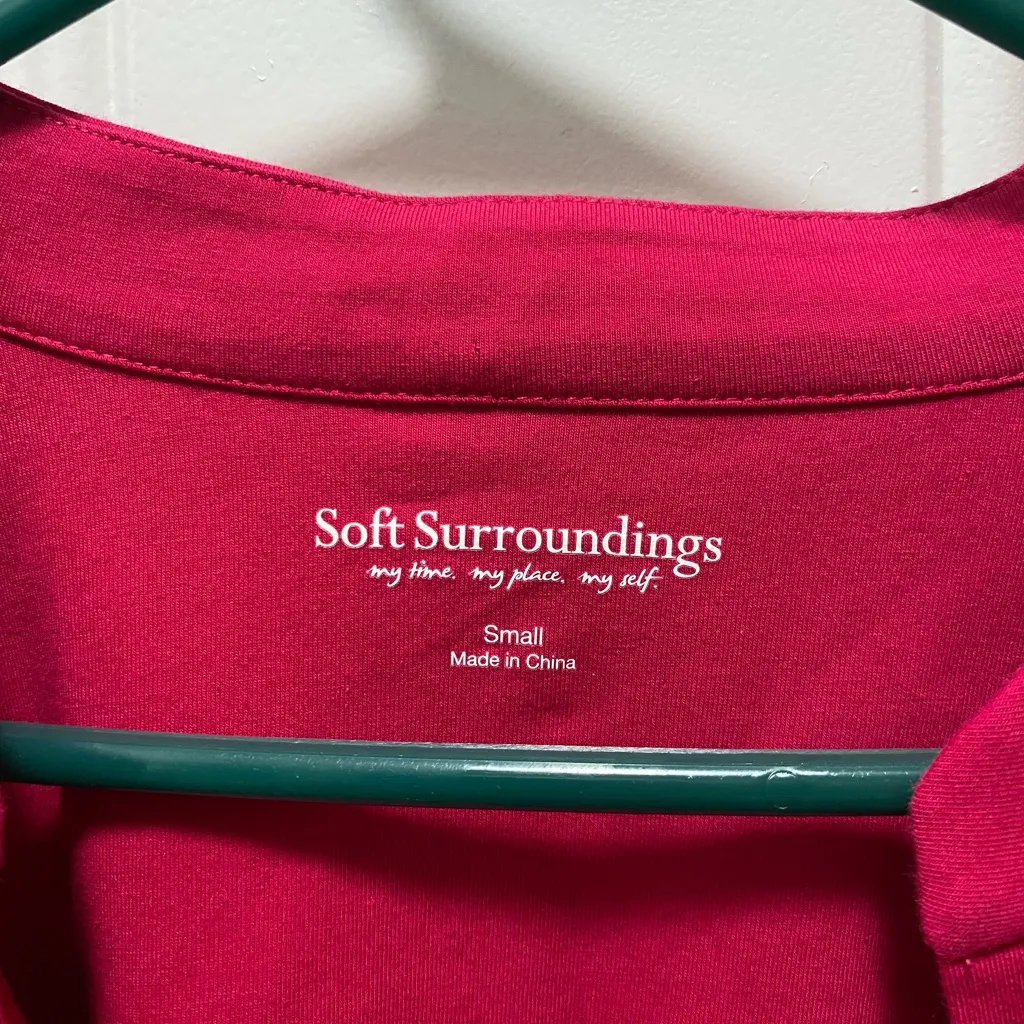 357 Soft Surroundings Fuchsia Pink Button Down Tunic Top Small - Image 2