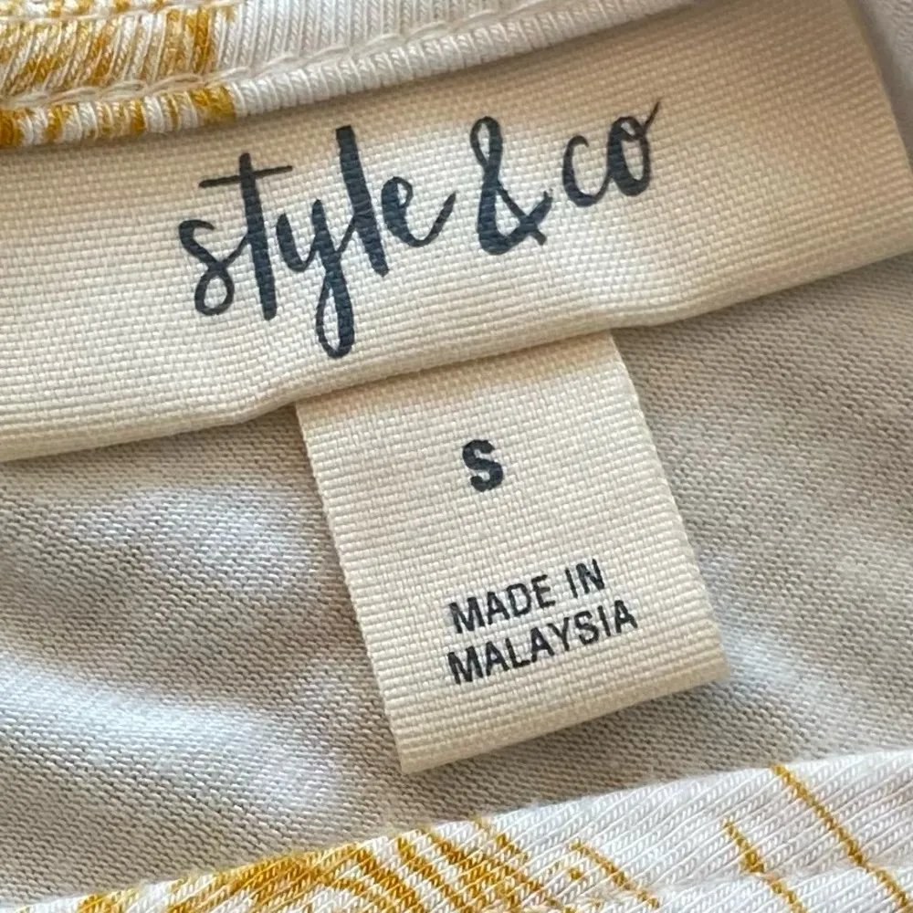 Style & Co Womens Medium Dress White Yellow Knit Tank Beach Knit Stretch - Image 8