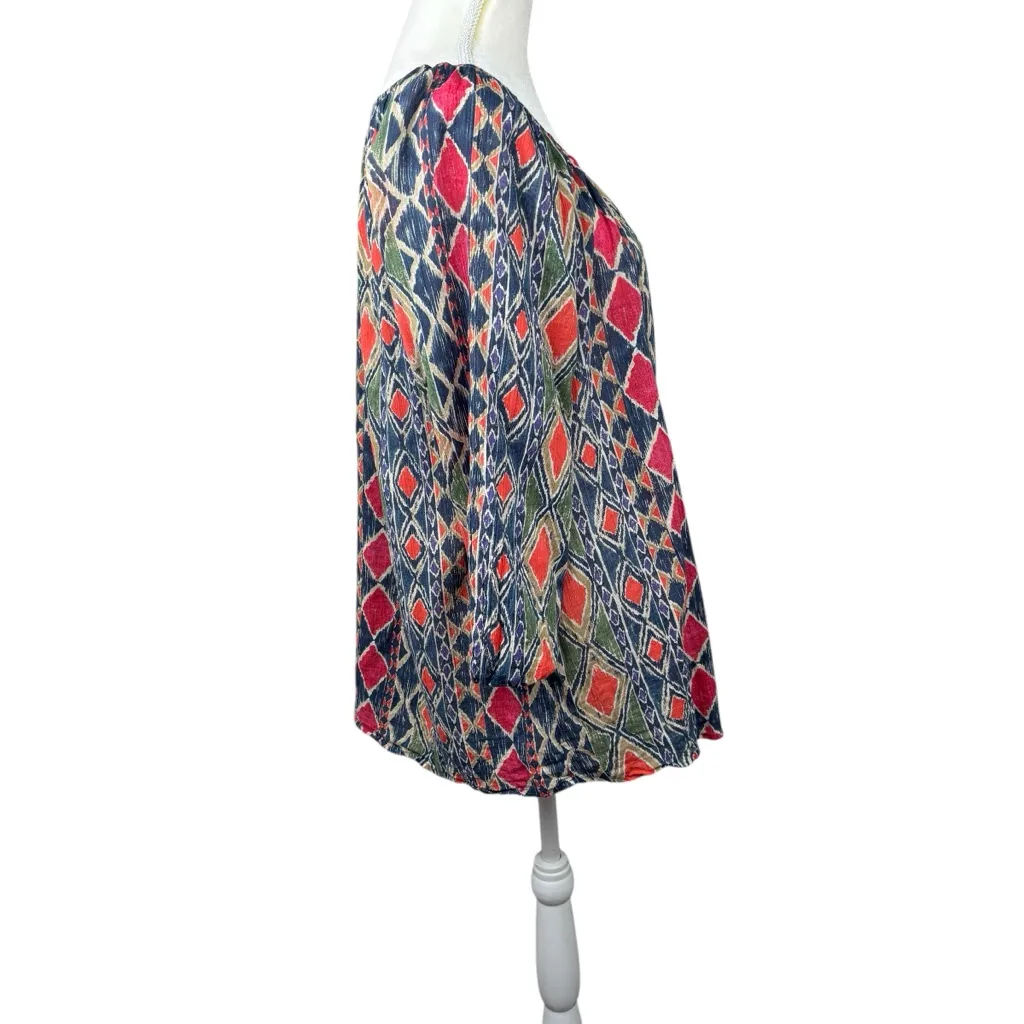 Chaps women’s top size 1X geometric boho pleated summer resort wear vacation - Image 4