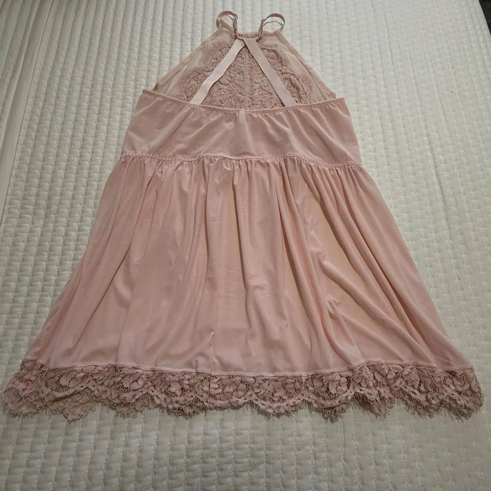 Torrid Light Pink High Neck Halter Top Lace Sheer Babydoll Slip Plus Size 4 4X - Image 9