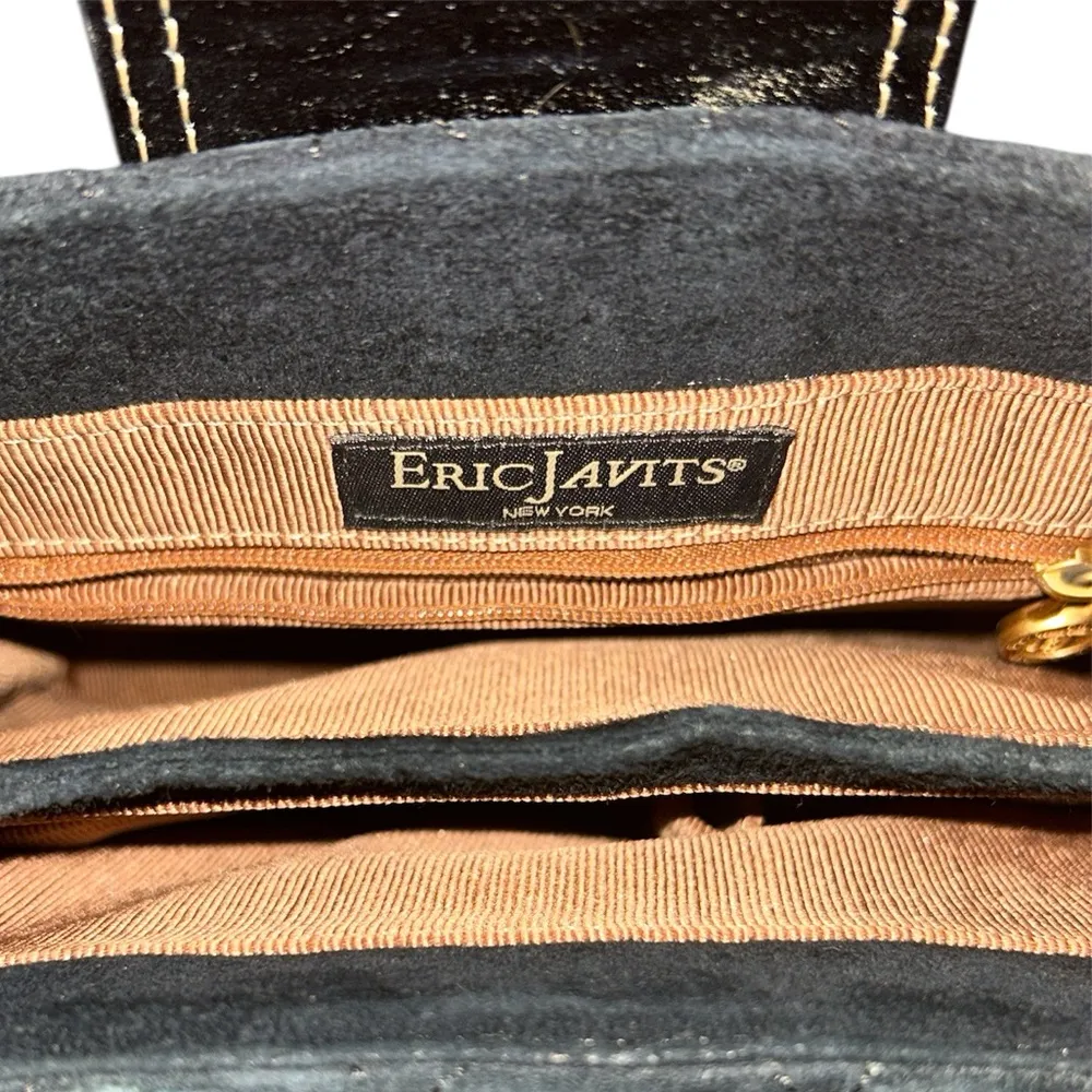 Eric Javits Black Shoulder Bag quilted velour with Structured Elegance - Image 4