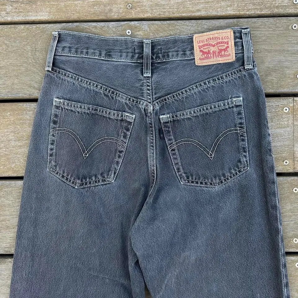 Black Levi's Dark Wash Ribcage Straight Ankle Straight Leg Jeans Denim Pants - Image 5