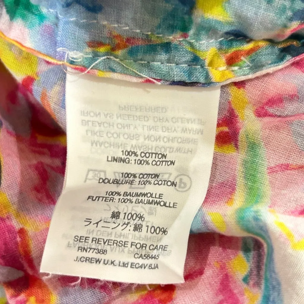 J.Crew Blouse Womens‎ 12 Tropical Pineapple Print Ruffled Sleeveless Cotton Pink - Image 9