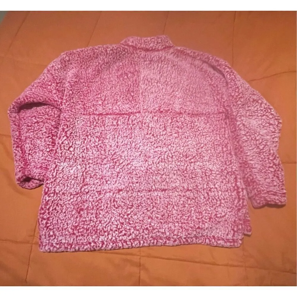 Time and Tru 1/2 Zip Fuzzy Dark Pink/Maroon Pullover Pink Size XL - Image 7