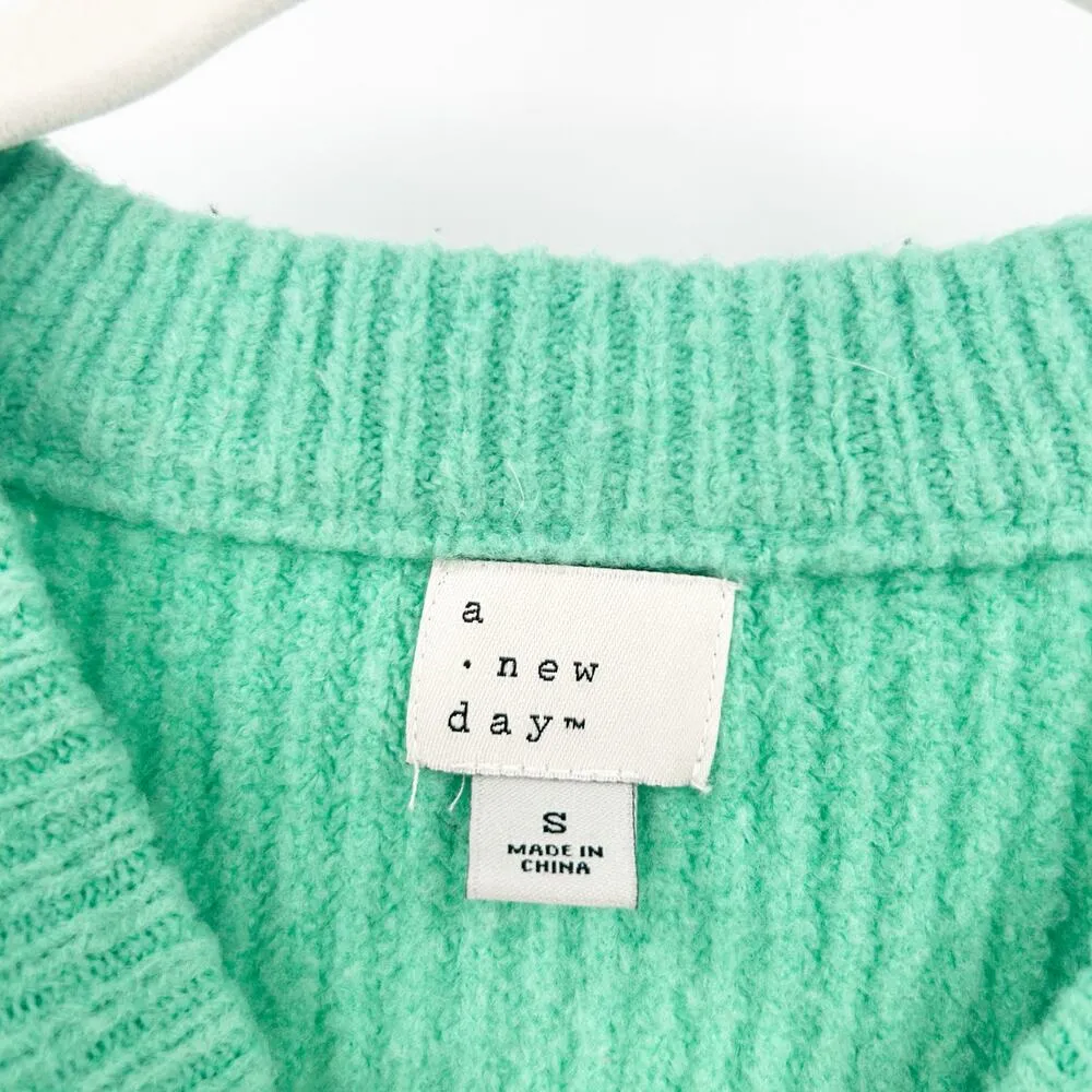 A New Day Womens Red Cherry Embroidered Ribbed Cozy Knit Crewneck Sweater Size S - Image 5