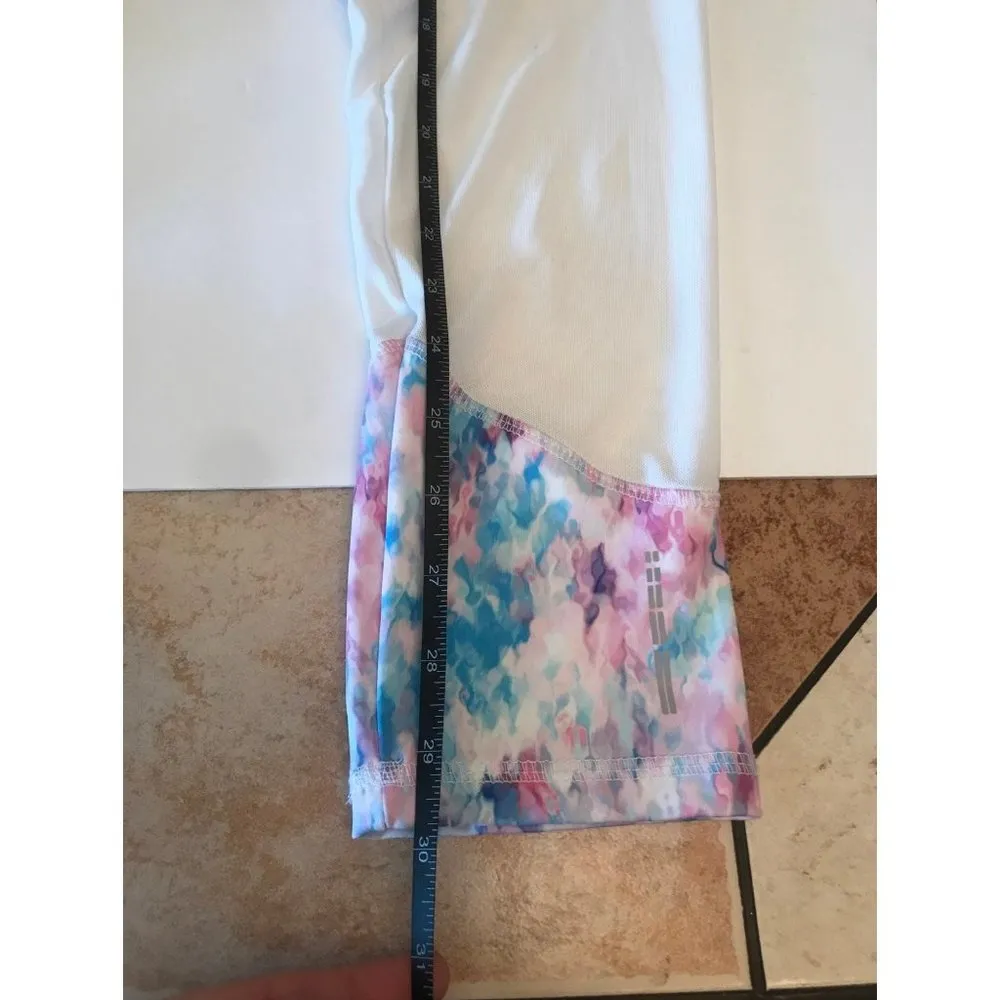 pbx pro pink and blue cotton candy like print athletic leggings size small - Image 12