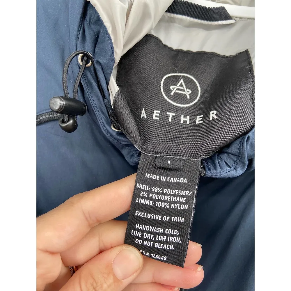 Aether Navy Blue Zip Up Waterproof Hooded Windbreaker Jacket Size 1 - Image 76