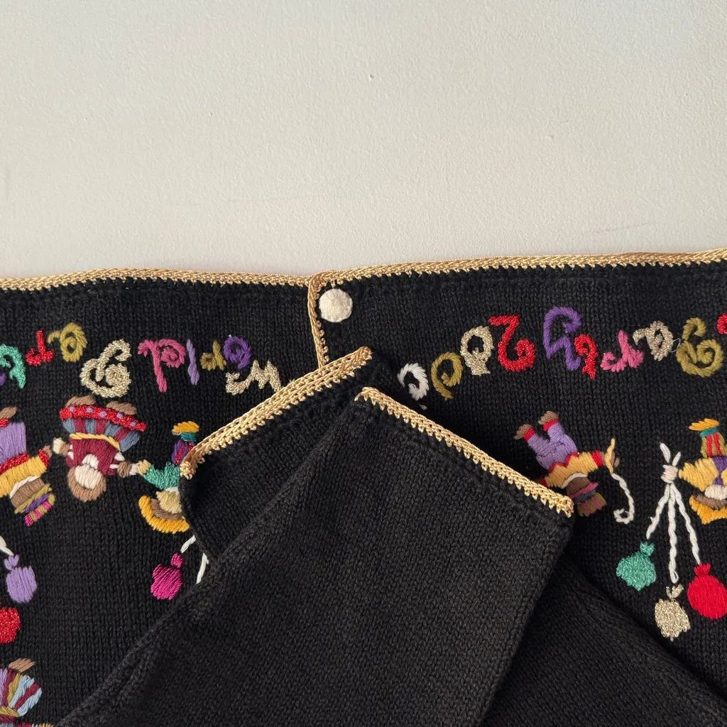 Vintage 1999 Heirloom Collectibles World Party 2000 Cardigan Sweater‎ Y2K Size L Black Size L - Image 7