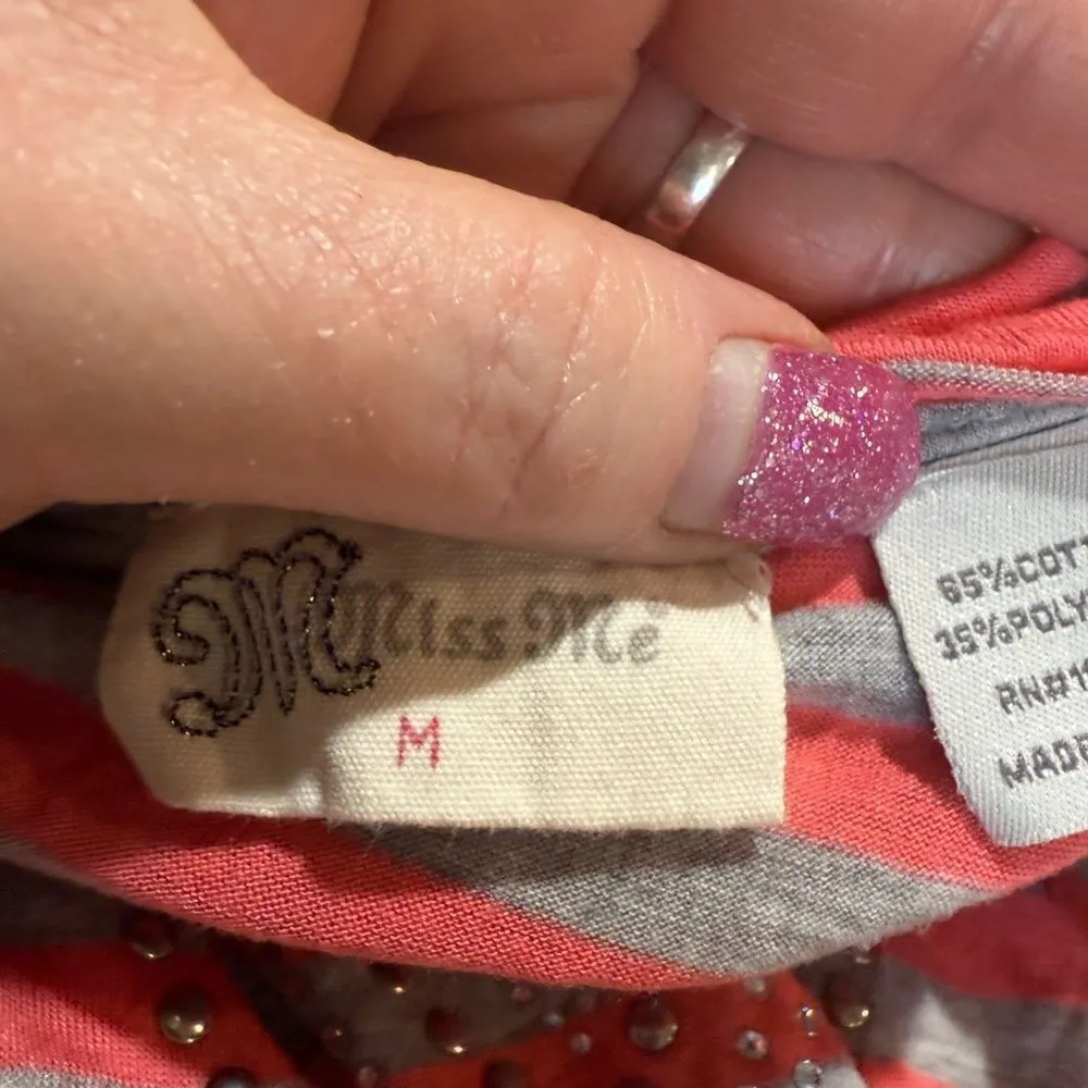 Miss Me  Peach and Gray Blouse Medium - Image 4