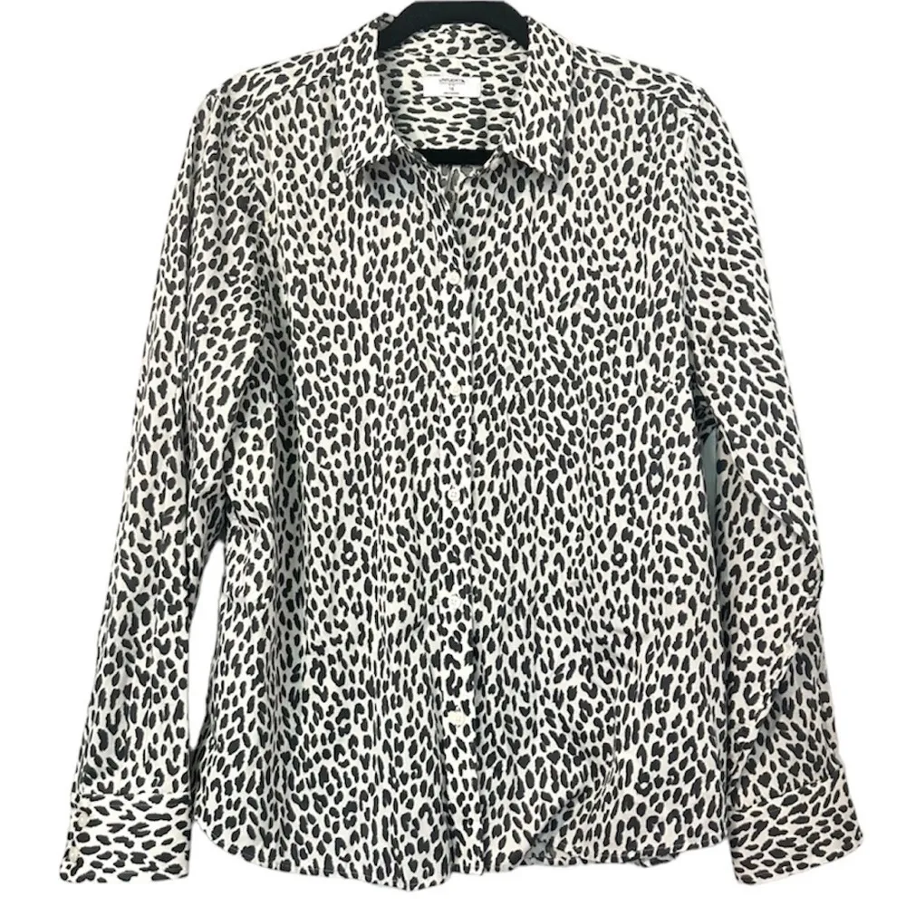 UNTUCKit Mia Animal Print Button Down Shirt Gray Size 16 - Image 2