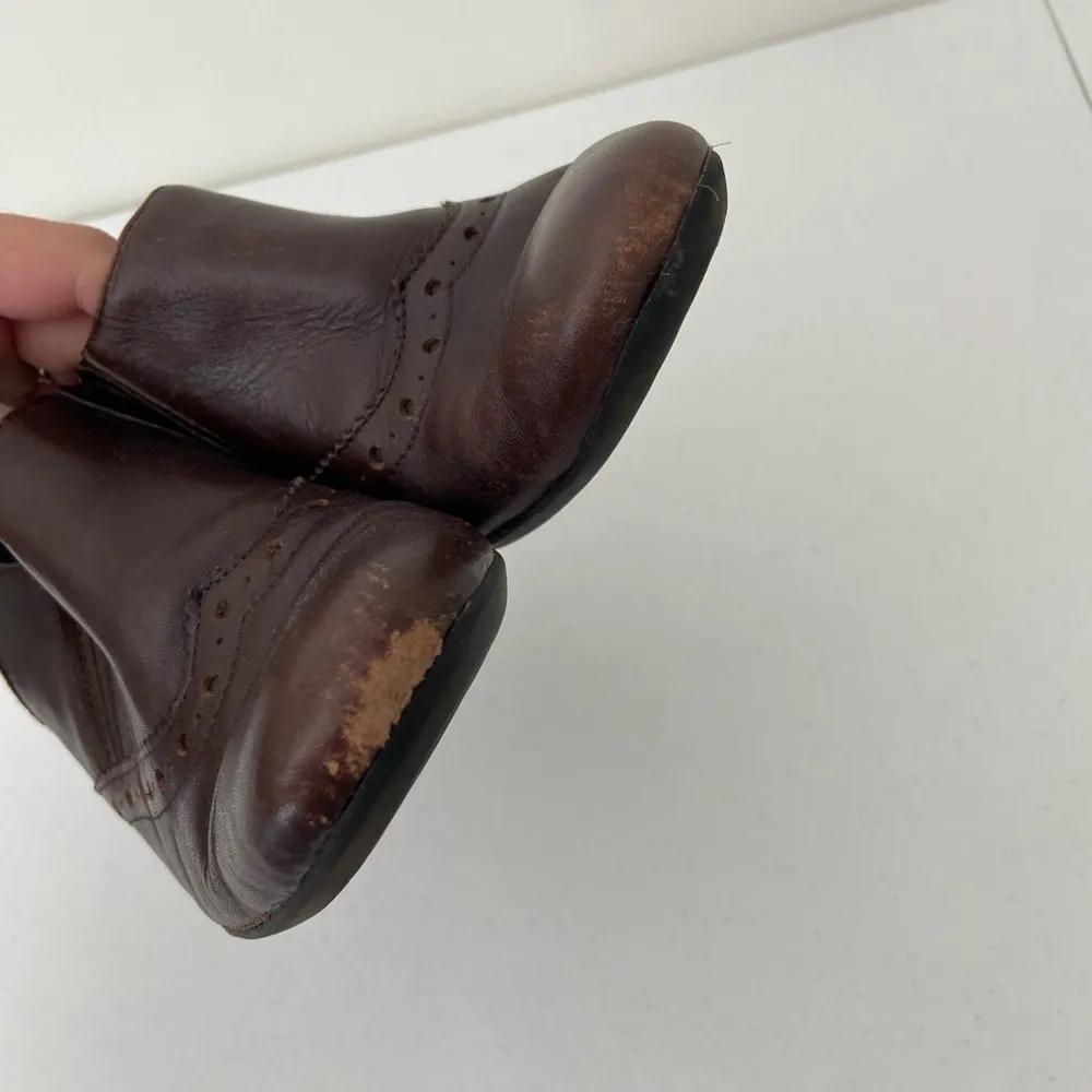 Women’s Mercedes brown rustic heeled zip ankle boots‎ booties size 6.5 - Image 8