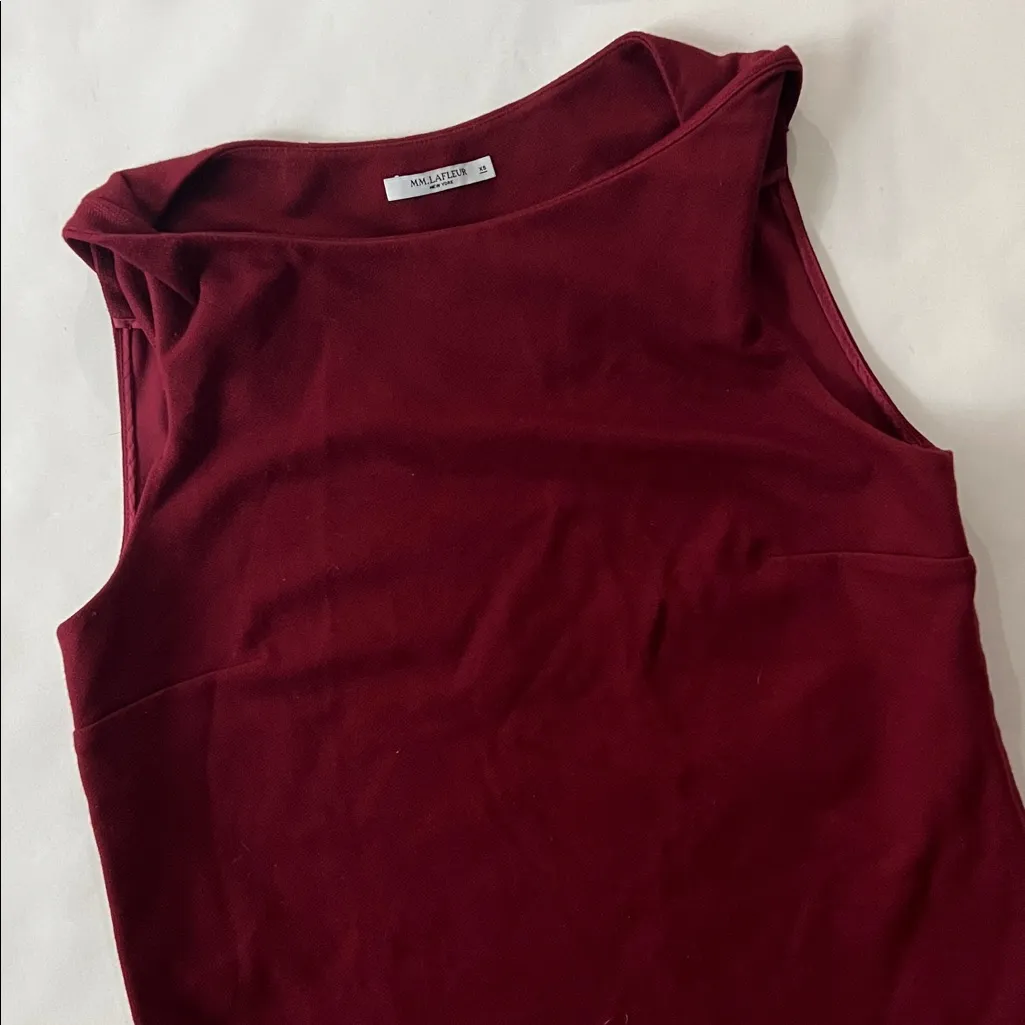 M.M. Lafleur Sadie 2.0 Maroon Red Classy Twist Shoulder Blouse Top XS - Image 6