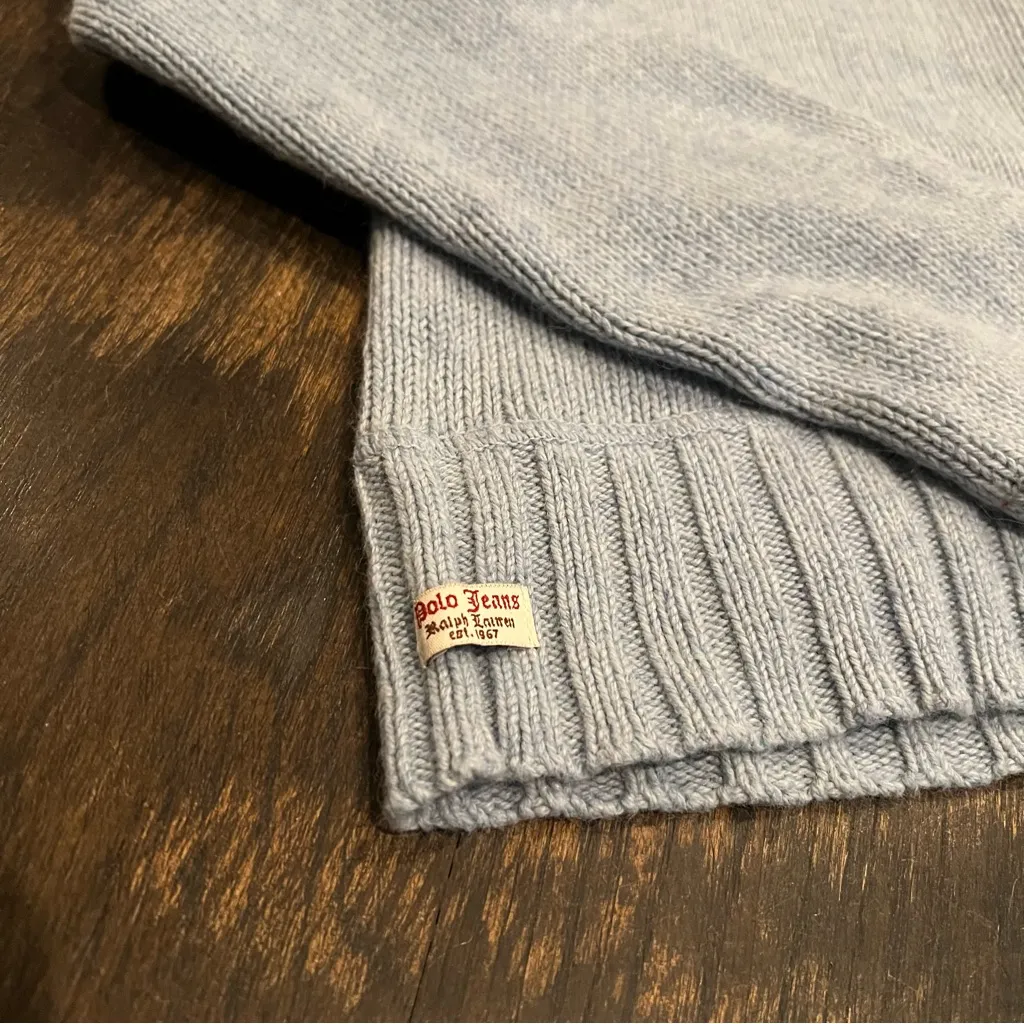 Polo Jeans 1967 Ralph Lauren Medium Cardigan Sweater Cotton Blend Light Blue - Image 4