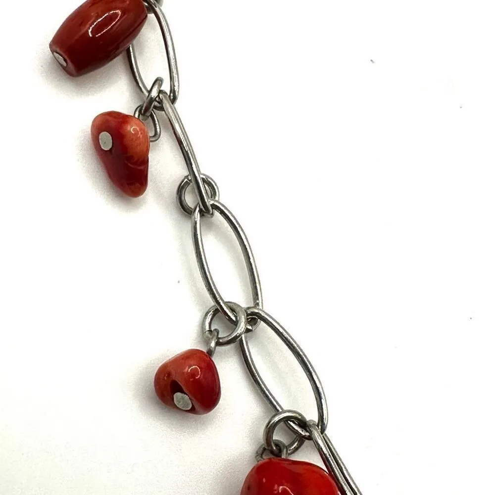 J.Jill silver tone and coral necklace - Image 10