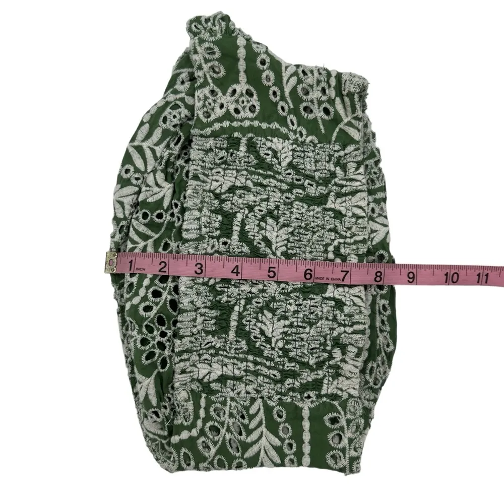 Green White Eyelet Crochet Lace Wrap Twist Bandaeu Crop Top  Small Boho - Image 8