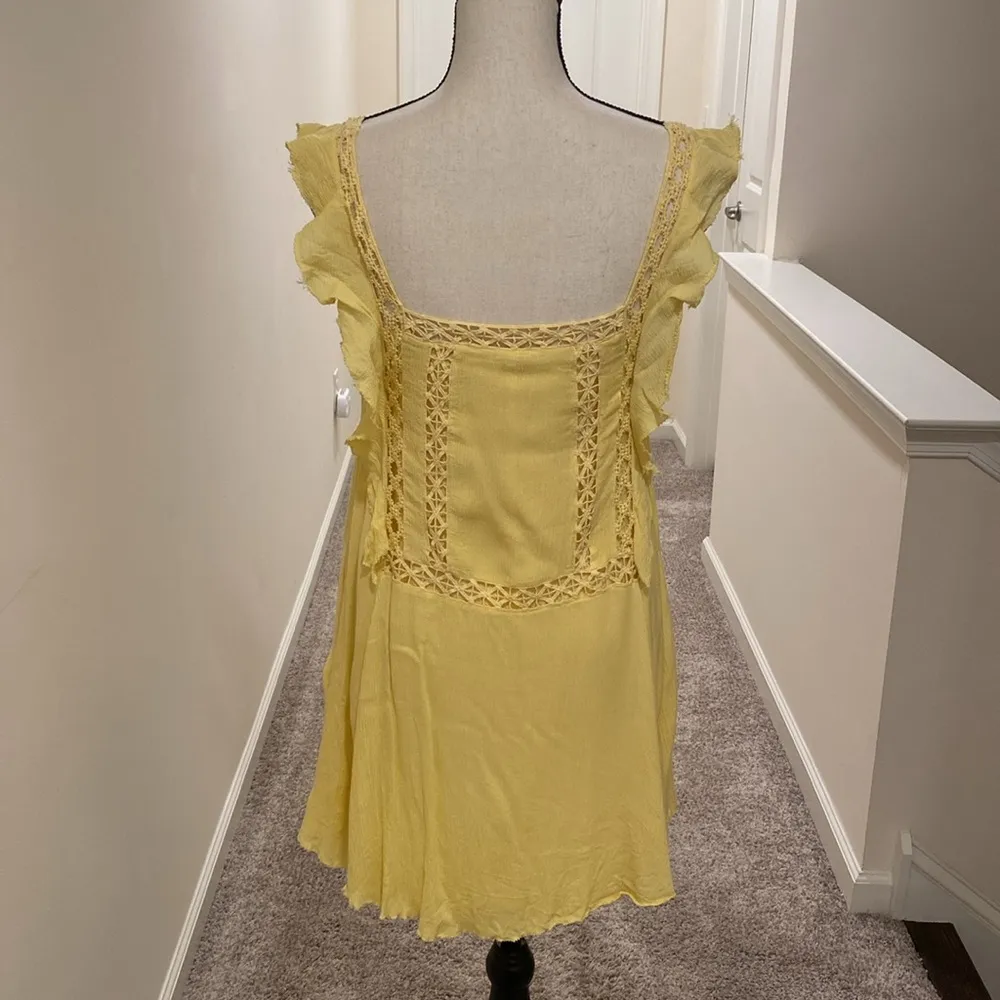 Free People Yellow Priscilla Mini dress Crochet Embroidery Size S - Image 2