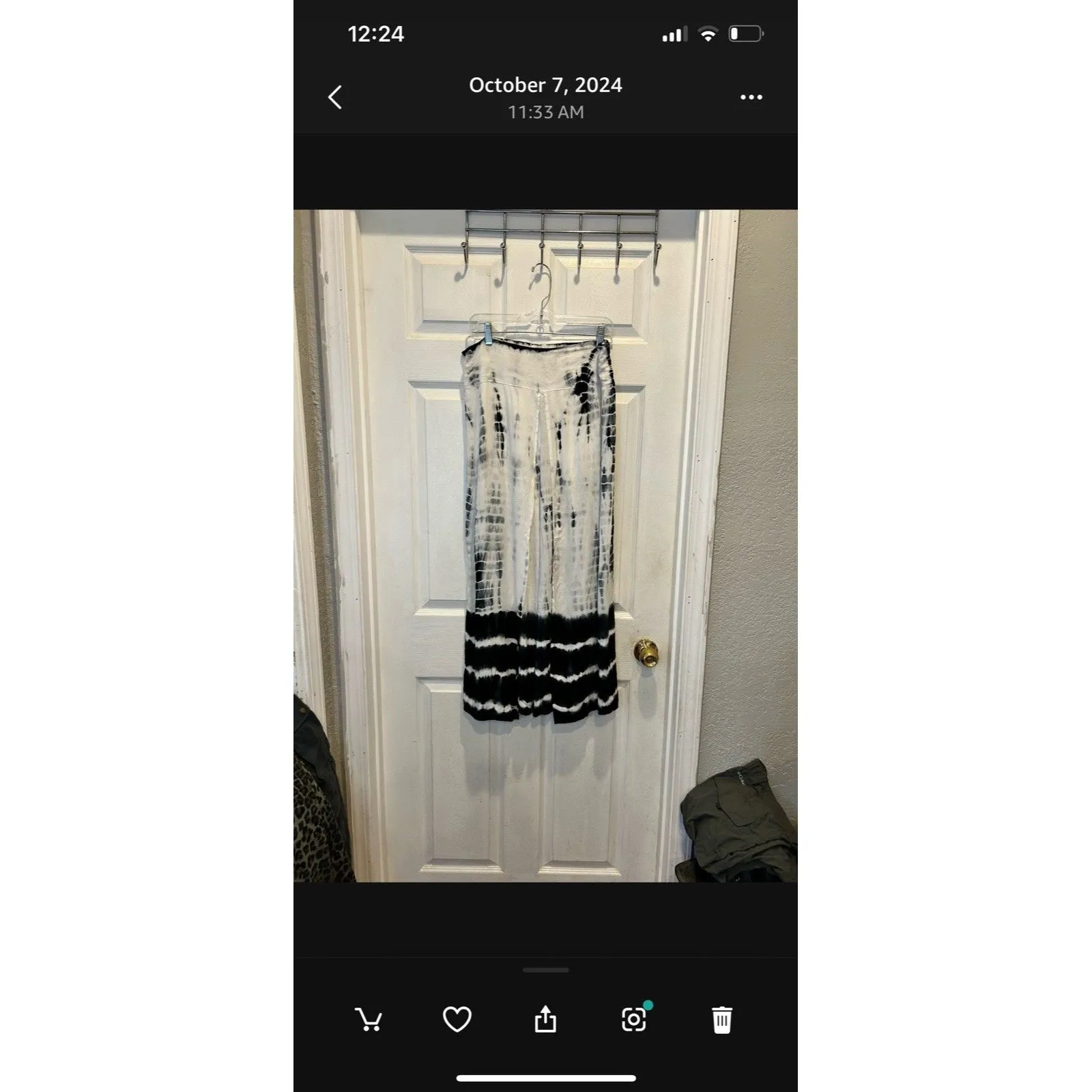 Shoreline Tulip Split Pants Flowy Tie Due Black White Womens Size Large Beachy‎ - Image 2