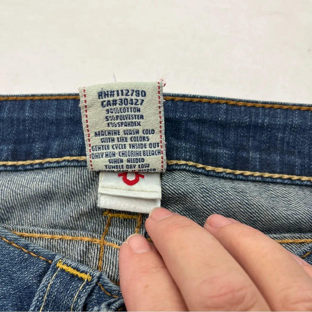 True Religion Becky Womens Size 27 Blue Denim Jean Distressed Low Rise *FLAWED‎ - Image 4