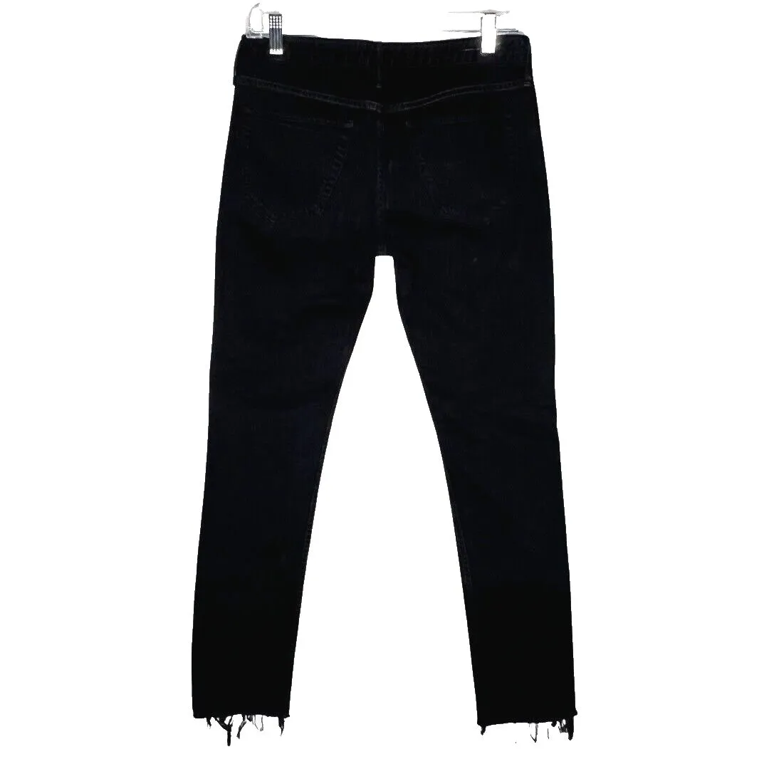 Earnest Sewn Jeans Womens 6 29" Black Skinny Frayed Raw Hems Casual Punk Grunge - Image 2