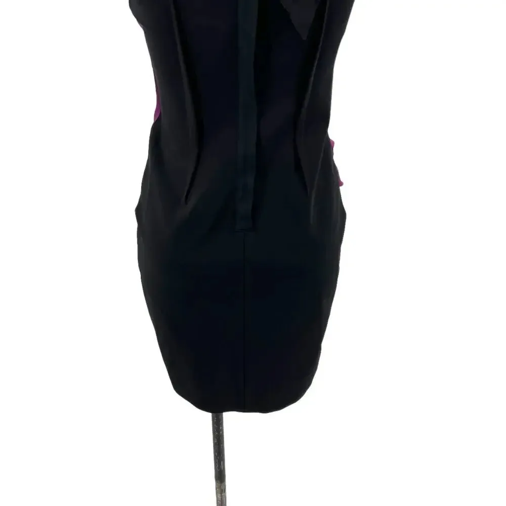 Vera Wang Bodycon Mini Dress Sleeveless Satin Tie Sleeve Draped‎ Purple Size 2 - Image 9