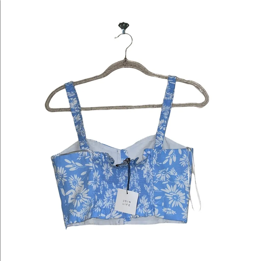 NWT ZARA BLOGGERS FAV FLORAL CROP TOP BLUE MEDIUM - Image 8